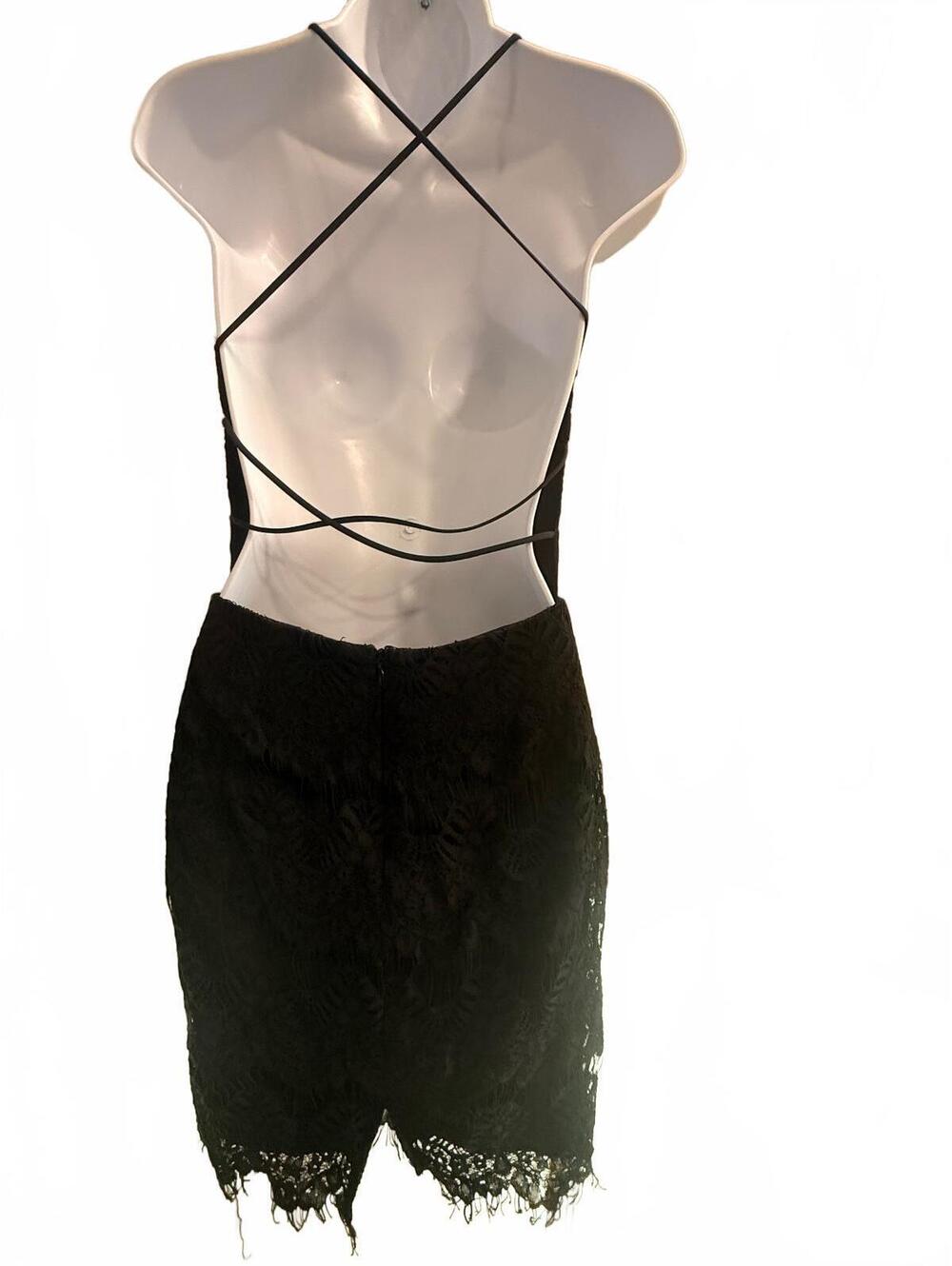 Symphony Black Lace Halter Dress Size S